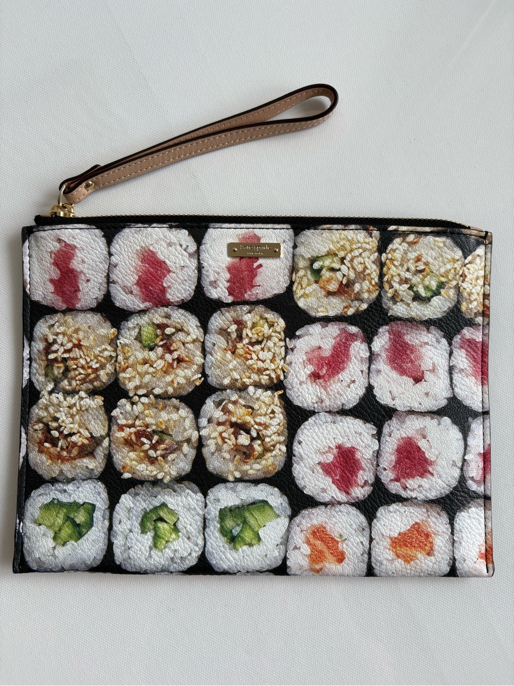 Kate Spade Hello Tokyo Sushi Medium Bella Wristlet Clutch Bag Leather Trim